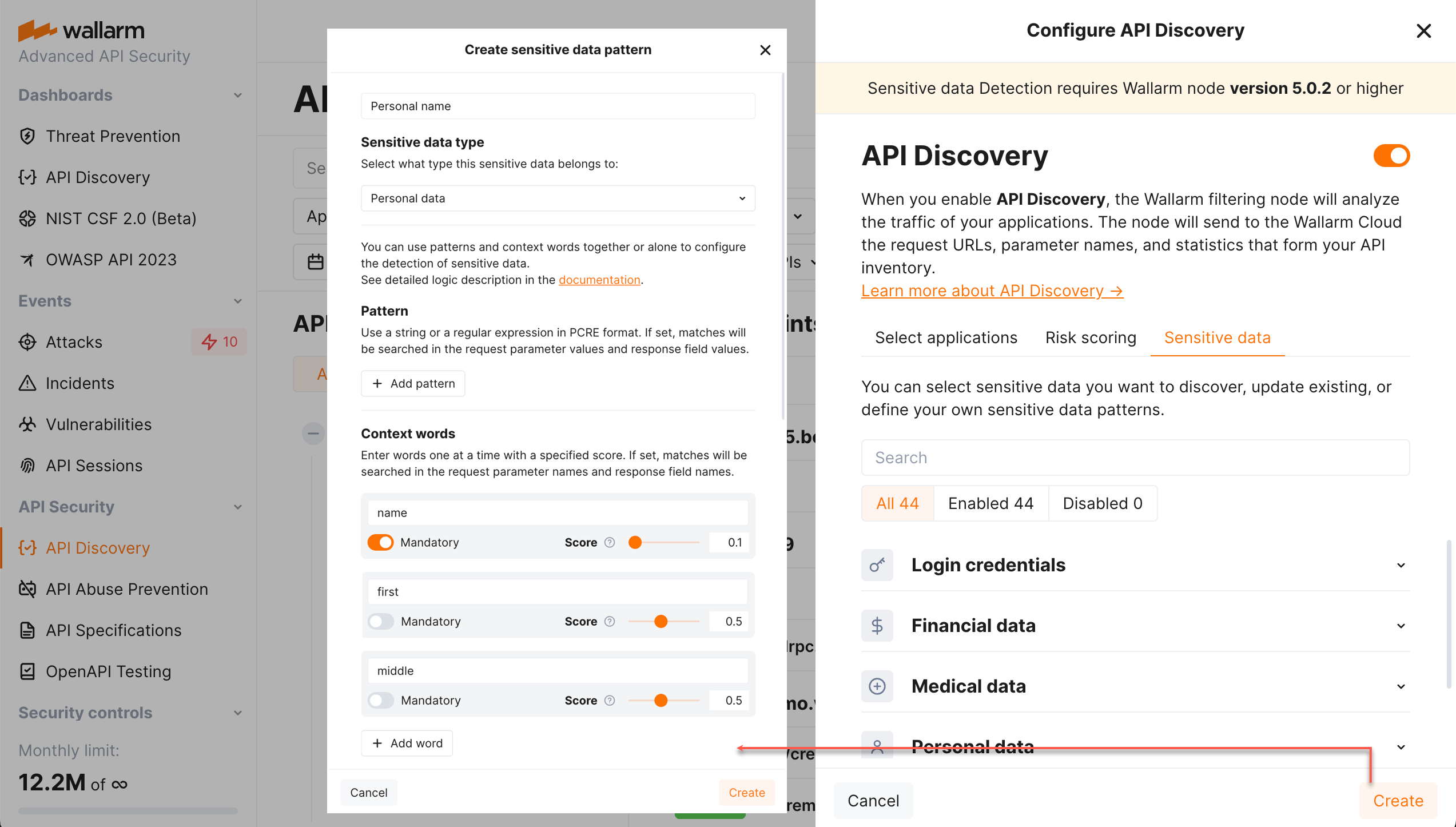 API Discovery – Settings - Sensitive data - Creating custom pattern