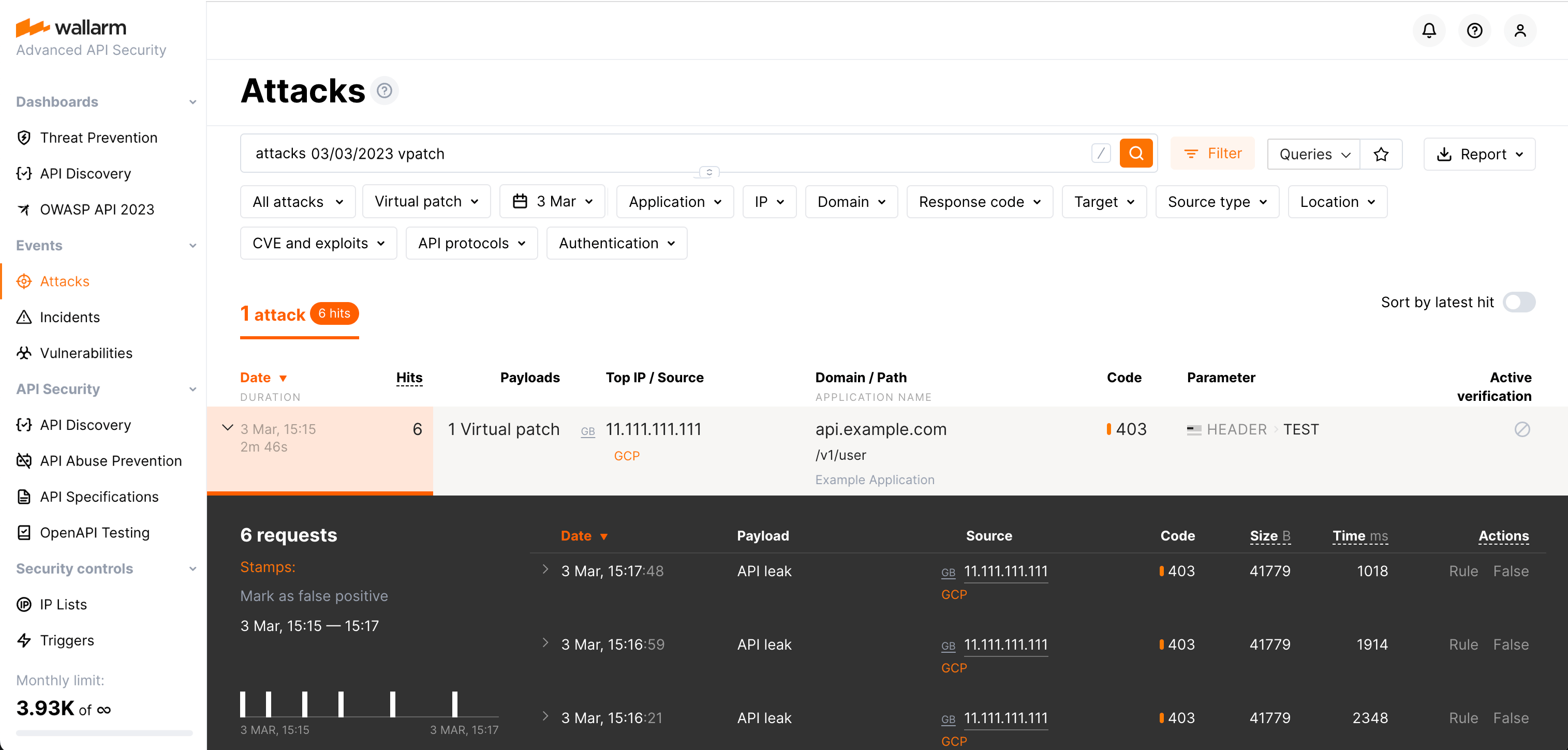 Events - Security issues (API leaks) via vpatch
